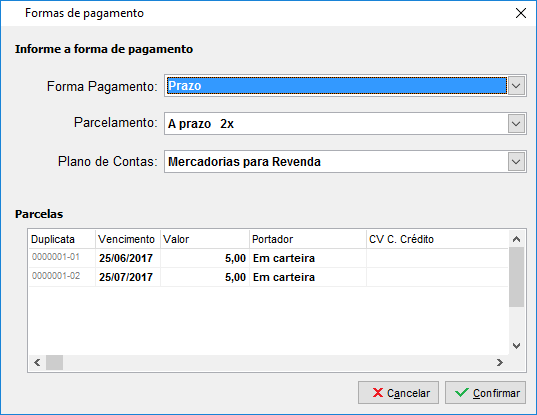 Formas de pagamento da NFS-e