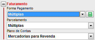 Opcao Multiplas no faturamento
