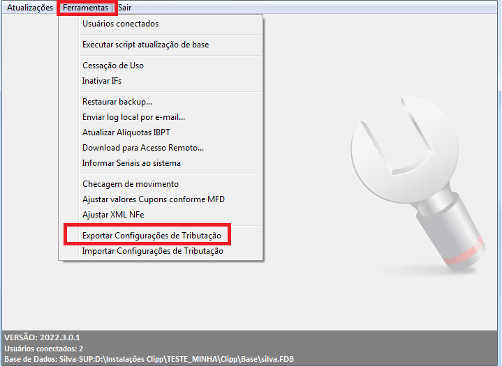 Exportar configurações