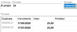 Informar vencimentos das parcelas
