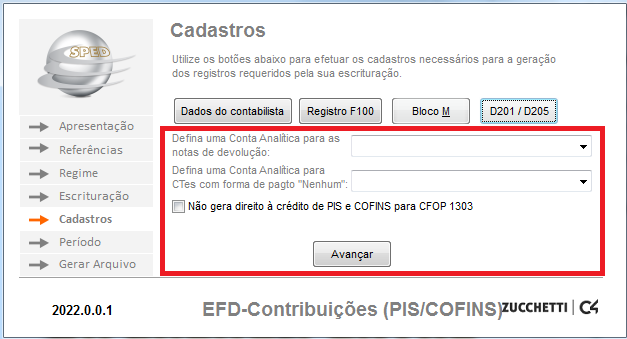 Contas analíticas do EFD-Contribuições