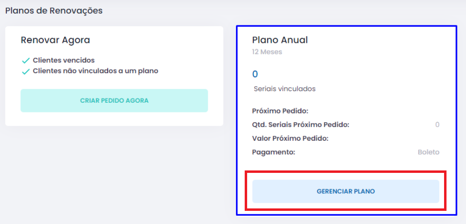 Gerenciar Plano