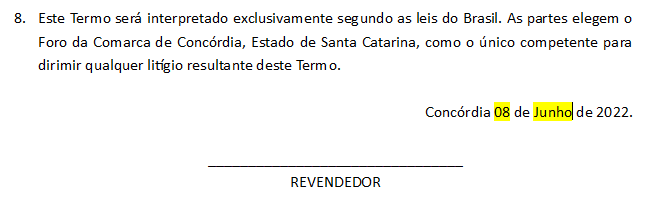 Exemplo de preenchimento do dia, mês e ano