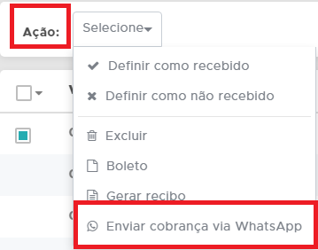 Enviar cobrança via WhatsApp