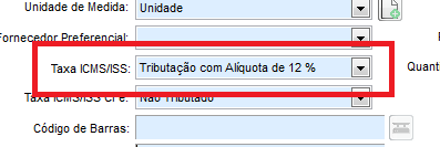Taxa ICMS/ISS de 12% na nota