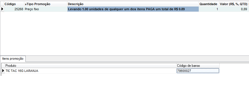 Exemplo de produto em promoção
