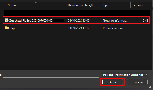 Selecionar certificado A1