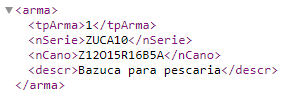 Tag da arma no XML