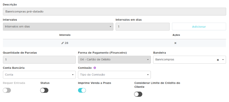 Banricompras pré-datado