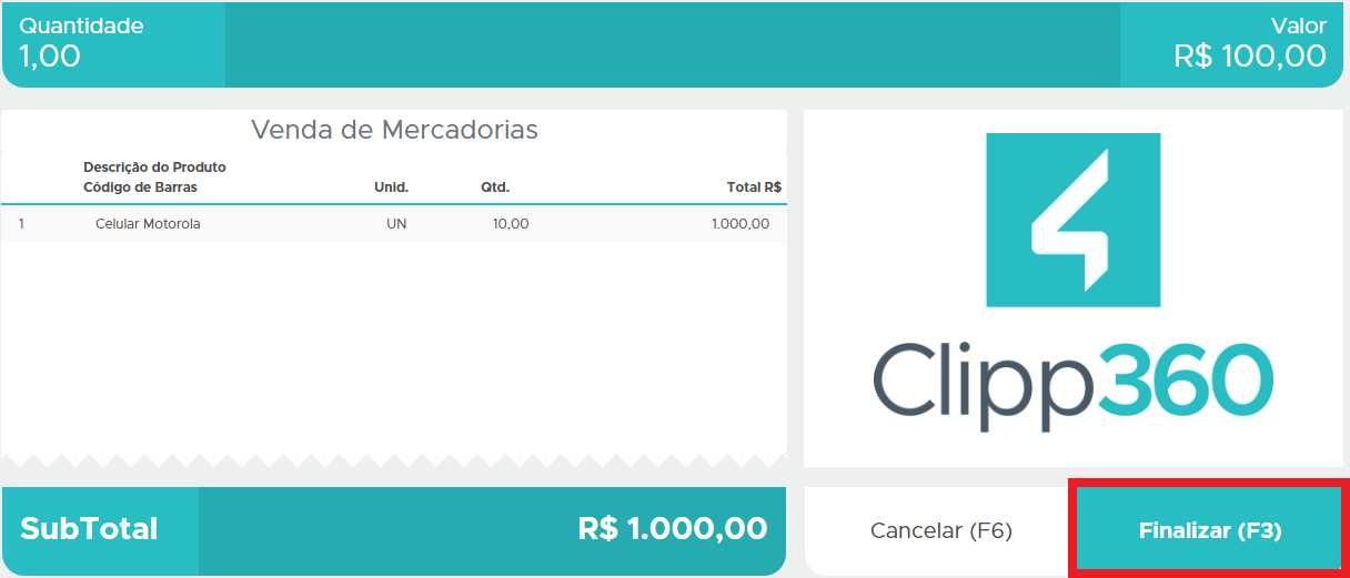 Finalizar venda (F3)