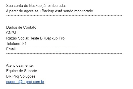 E-mail de confirmação de uso