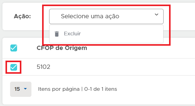 Excluir parametrização
