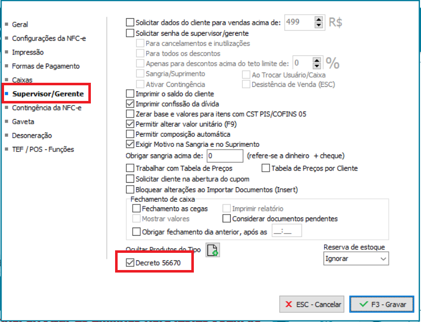 Checkbox Decreto 56670
