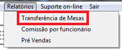 Relatório de transferência de mesas
