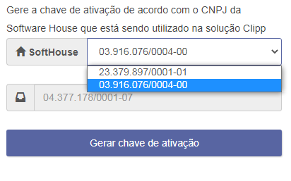 Gerar chave de ativação