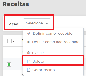 Ação Boleto