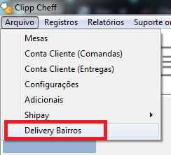 Menu Delivery Bairros
