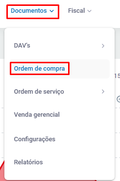 Menu Ordem de Compra