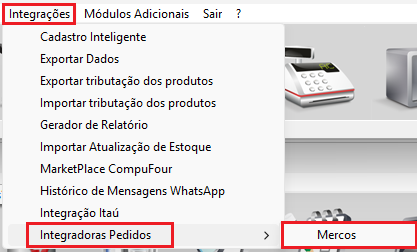 Menu Integradoras Pedidos Mercos