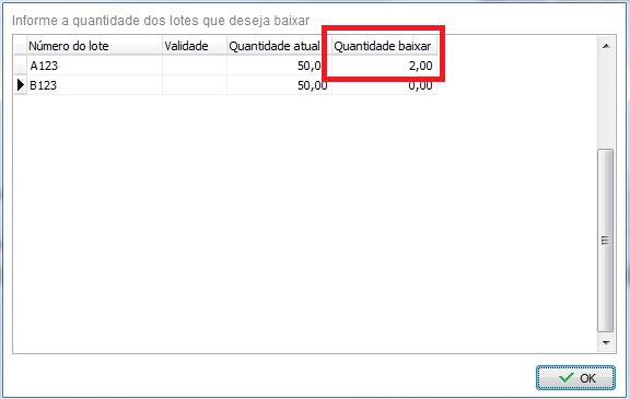 Quantidade do lote