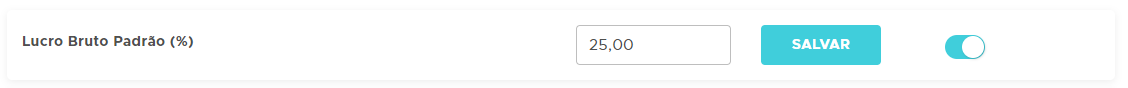 Opção Lucro Bruto Padrão na aba Compra