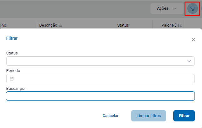 Filtro de transferências