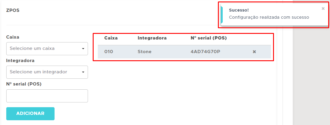 Configuração ZPOS Stone