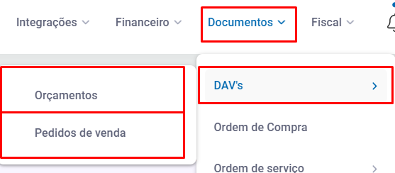 Acesso a orçamentos e pedidos