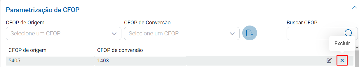 Grid de parametrizações de CFOP
