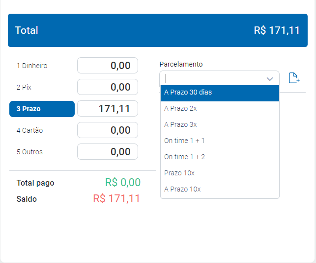 Forma e meio de pagamento