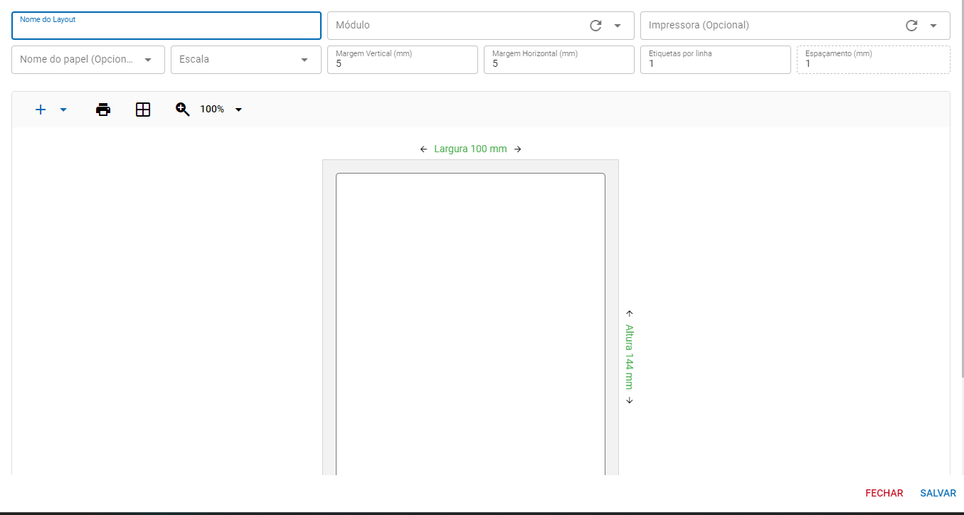 Layout de etiqueta em branco