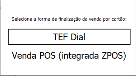Pagamento com cartão TEF ou ZPOS