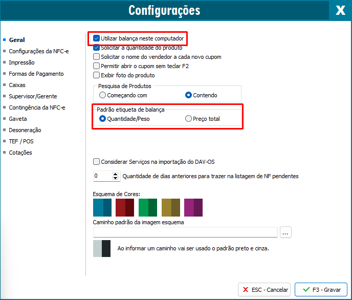 Utilizar balança neste computador
