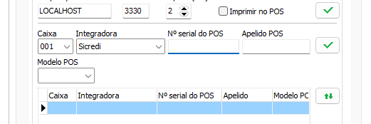 Integradora Sicredi e série do equipamento