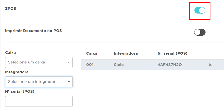 Opção ZPOS marcada