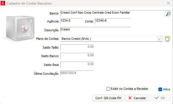 Cadastro do banco