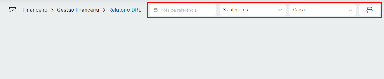 Janela do relatório DRE