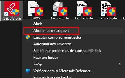 Abrir local do arquivo do ClippStore