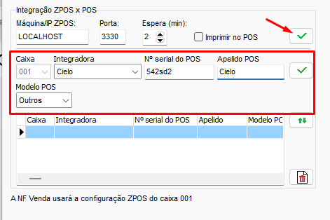 Configuracao ZPOS Cielo