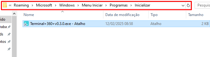 Atalho na inicialização