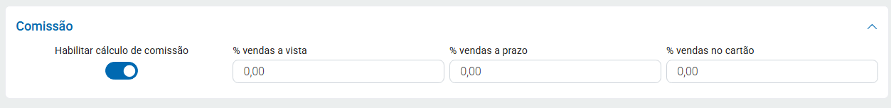 Aba comissão do produto
