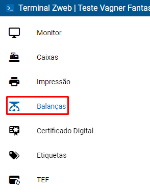 Modulo de Balancas no Terminal ZWeb