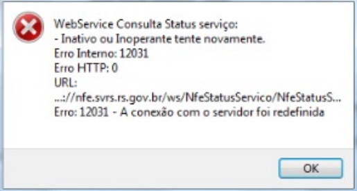 Erro Interno ao transmitir