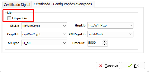 LibPadrão desmarcada no MDF-e