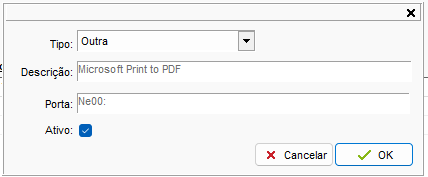 Configuração do tipo de impressora