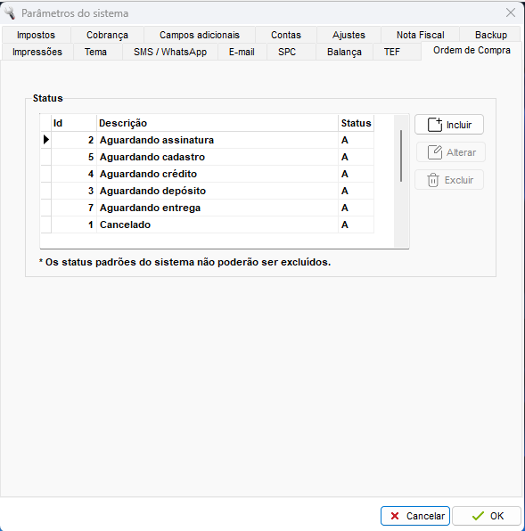 Aba Ordem de Compra