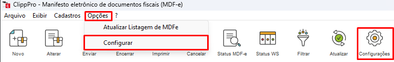 Configuração do emissor de MDF-e