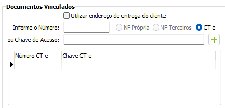 Vincular chave do CT-e