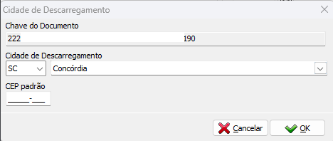UF de descarregamento