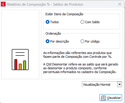 Relatório de Saldo dos produtos por percentual